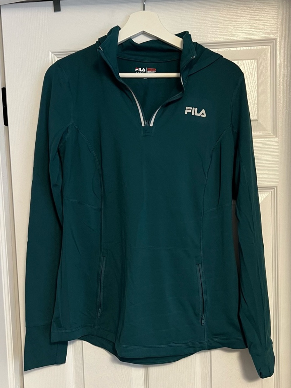 FILA Forest Green Hooded Quarter Zip with Logo